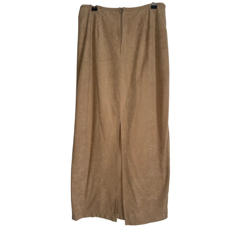 Possessed Clothing Company Brown Worn Faux Suede Pencil Skirt Women's Size 7 - Picture 2 of 5
